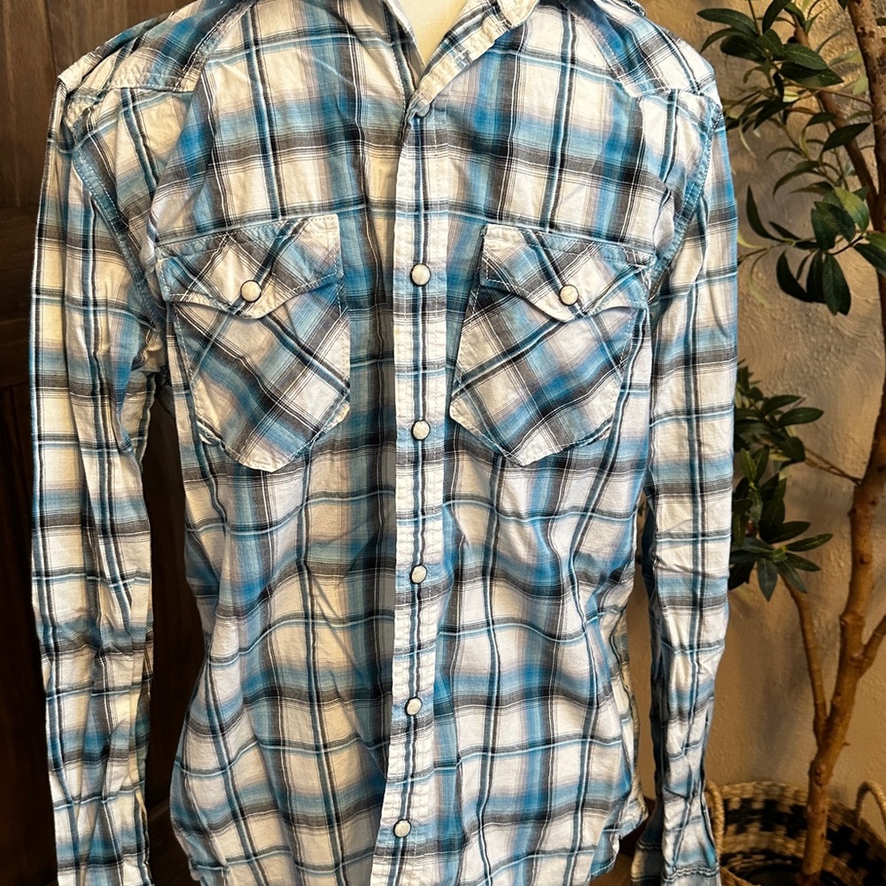 American Eagle Outfitters Vintage Fit Plaid Long Sleeve Mens Shirt M